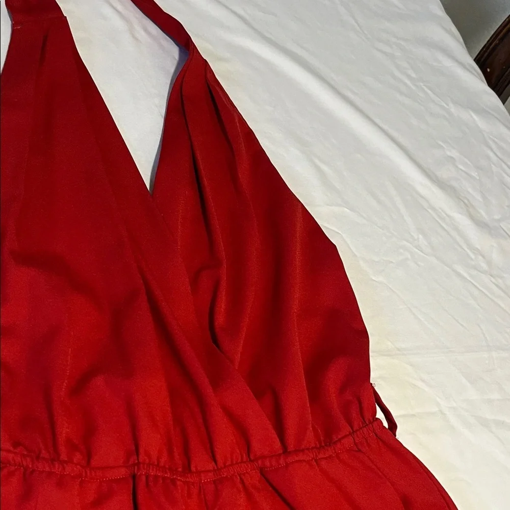 Hot & Delicious Red Halter Tie-Back One-Piece Romper